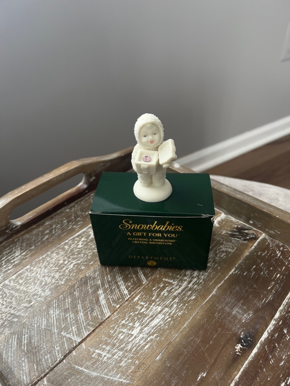 Department 56 White Snowbabies Figurine Holding Gift